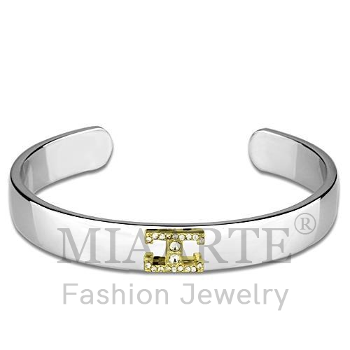 Bangle,White Metal,Reverse Two Tone,Top Grade Crystal,Clear