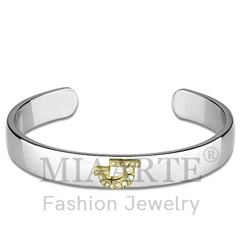 Bangle,White Metal,Reverse Two Tone,Top Grade Crystal,Clear