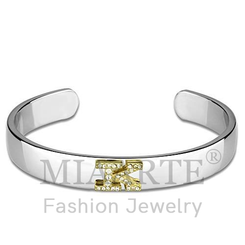 Bangle,White Metal,Reverse Two Tone,Top Grade Crystal,Clear