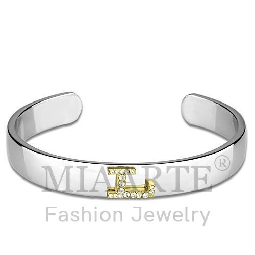 Bangle,White Metal,Reverse Two Tone,Top Grade Crystal,Clear