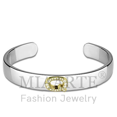 Bangle,White Metal,Reverse Two Tone,Top Grade Crystal,Clear