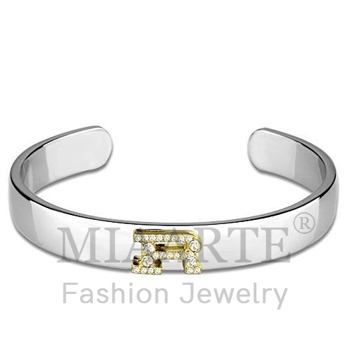 Bangle,White Metal,Reverse Two Tone,Top Grade Crystal,Clear