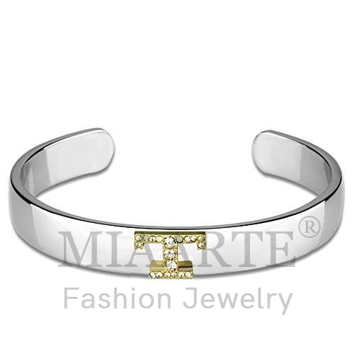 Bangle,White Metal,Reverse Two Tone,Top Grade Crystal,Clear