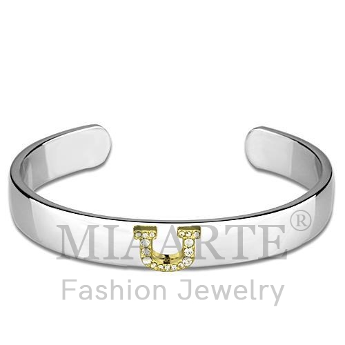 Bangle,White Metal,Reverse Two Tone,Top Grade Crystal,Clear