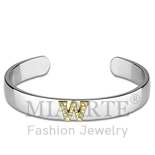 Bangle,White Metal,Reverse Two Tone,Top Grade Crystal,Clear