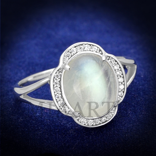 Ring,Sterling Silver,Rhodium,Semi-Precious,Clear,Moonstone