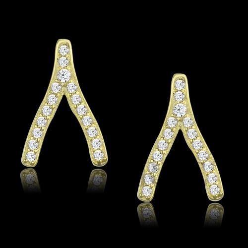 Earrings,Sterling Silver,Gold,AAA Grade CZ,Clear