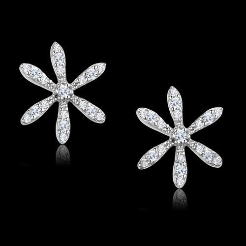 Earrings,Sterling Silver,Rhodium,AAA Grade CZ,Clear