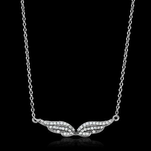 Chain Pendant,Sterling Silver,Rhodium,AAA Grade CZ,Clear