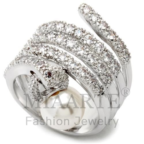 Ring,Brass,Rhodium,AAA Grade CZ,Clear