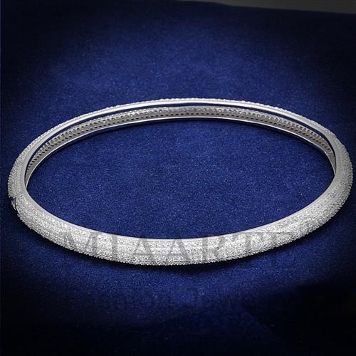 Bangle,Sterling Silver,Rhodium,AAA Grade CZ,Clear