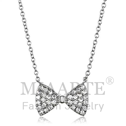 Chain Pendant,Brass,Rhodium,AAA Grade CZ,Clear