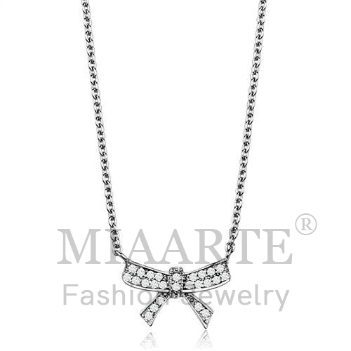 Chain Pendant,Brass,Rhodium,AAA Grade CZ,Clear