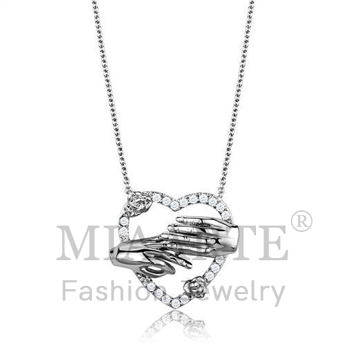 Chain Pendant,Brass,Rhodium,AAA Grade CZ,Clear