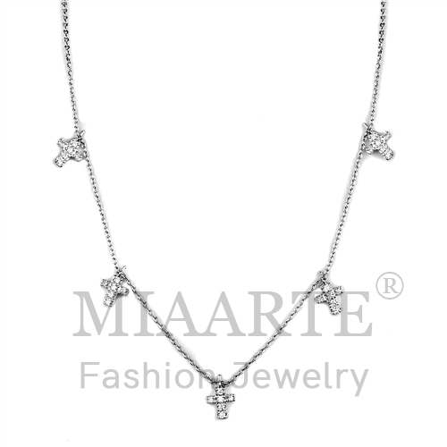 Chain Pendant,Brass,Rhodium,AAA Grade CZ,Clear