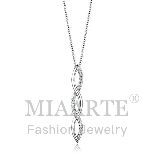 Chain Pendant,Brass,Rhodium,AAA Grade CZ,Clear