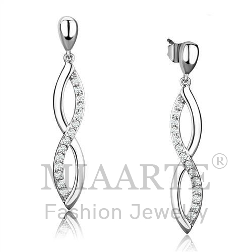 Earrings,Brass,Rhodium,AAA Grade CZ,Clear