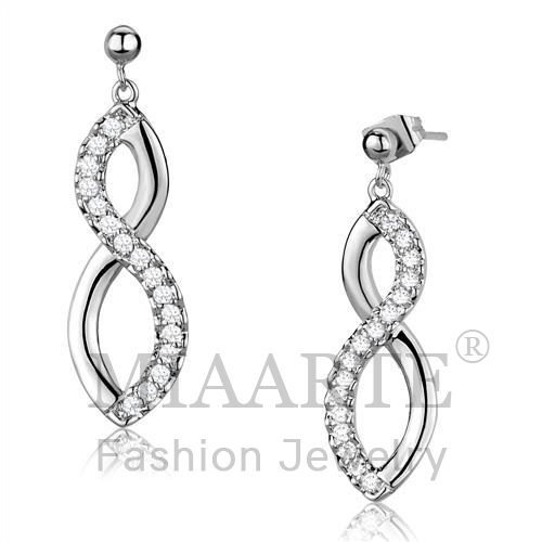 Earrings,Brass,Rhodium,AAA Grade CZ,Clear