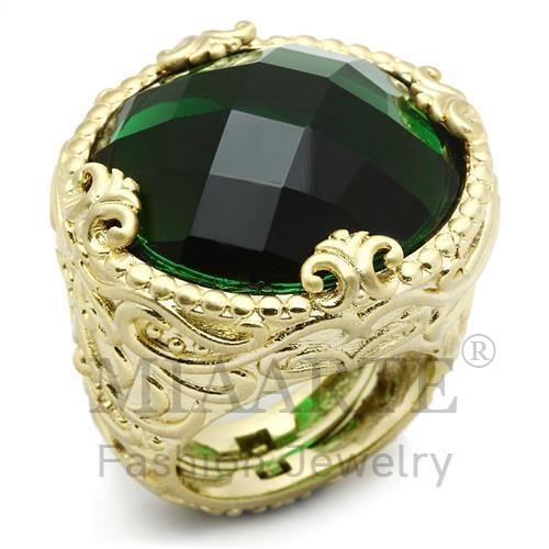 戒指,黄铜,镀金+拉砂,合成/人造,绿色,合成玻璃+