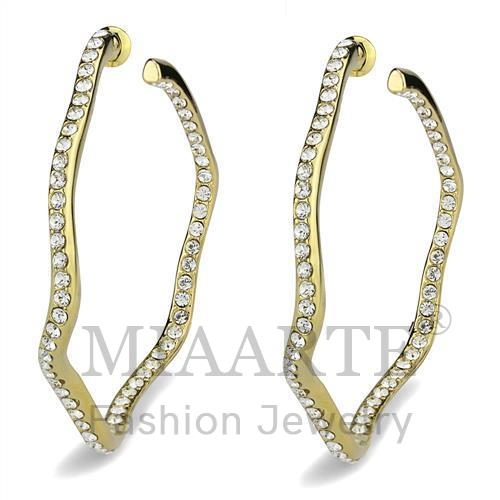 Earrings,Brass,IP Gold(Ion Plating),Top Grade Crystal,Clear