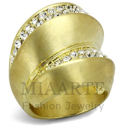 戒指,黃銅,鍍金+拉砂,水鑽,透明