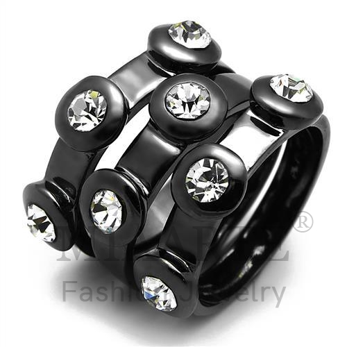 Ring,Brass,TIN Cobalt Black,Top Grade Crystal,Clear