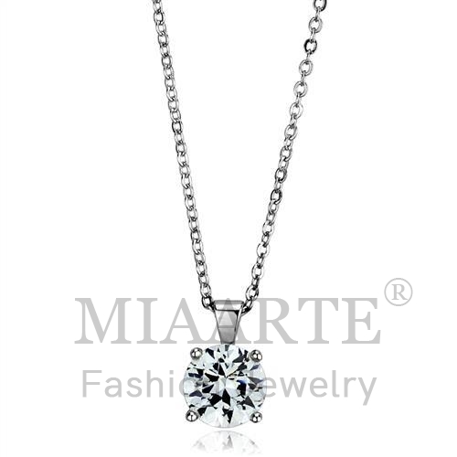 Chain Pendant,Brass,Rhodium,AAA Grade CZ,Clear