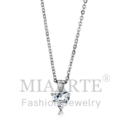 Chain Pendant,Brass,Rhodium,AAA Grade CZ,Clear