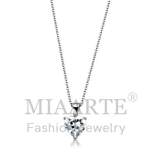 Chain Pendant,Brass,Rhodium,AAA Grade CZ,Clear