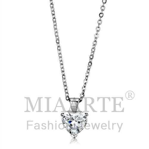 Chain Pendant,Brass,Rhodium,AAA Grade CZ,Clear