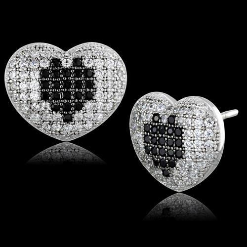 Earrings,Sterling Silver,Rhodium&Ruthenium,AAA Grade CZ,BlackDiamond