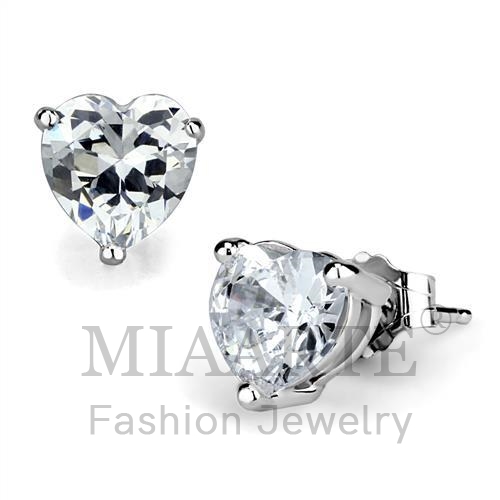 Earrings,Sterling Silver,Rhodium,AAA Grade CZ,Clear