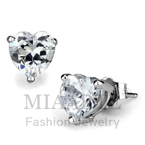 Earrings,Sterling Silver,Rhodium,AAA Grade CZ,Clear