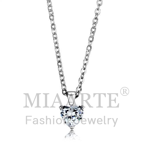 Chain Pendant,Sterling Silver,Rhodium,AAA Grade CZ,Clear