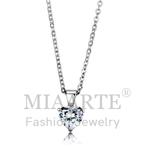 Chain Pendant,Sterling Silver,Rhodium,AAA Grade CZ,Clear