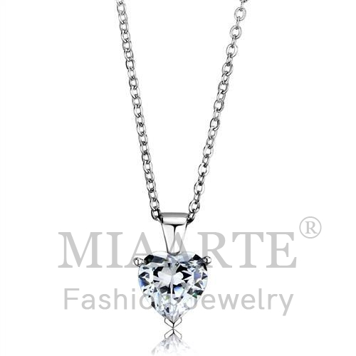 Chain Pendant,Sterling Silver,Rhodium,AAA Grade CZ,Clear