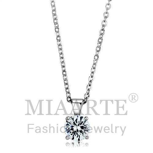 Chain Pendant,Sterling Silver,Rhodium,AAA Grade CZ,Clear