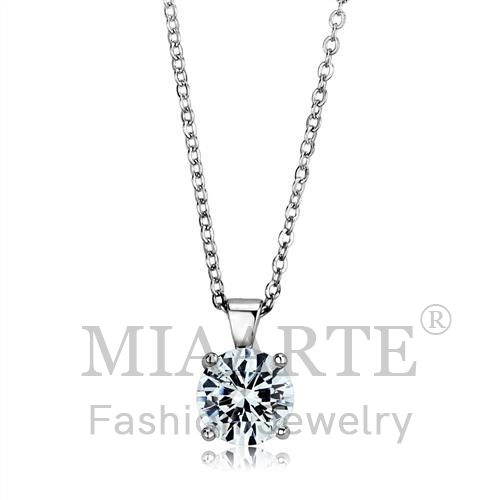 Chain Pendant,Sterling Silver,Rhodium,AAA Grade CZ,Clear