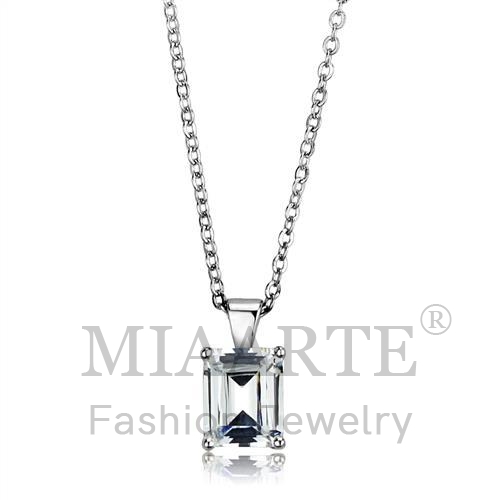 Chain Pendant,Sterling Silver,Rhodium,AAA Grade CZ,Clear