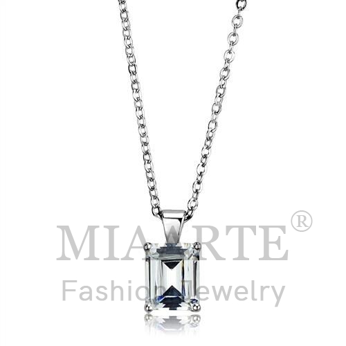 Chain Pendant,Sterling Silver,Rhodium,AAA Grade CZ,Clear