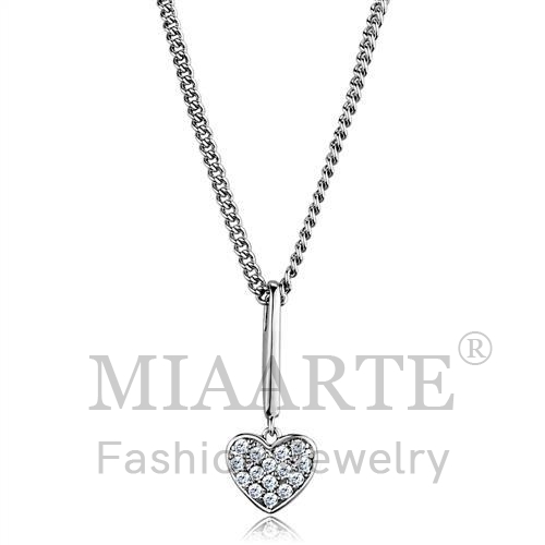 Chain Pendant,Brass,Rhodium,AAA Grade CZ,Clear