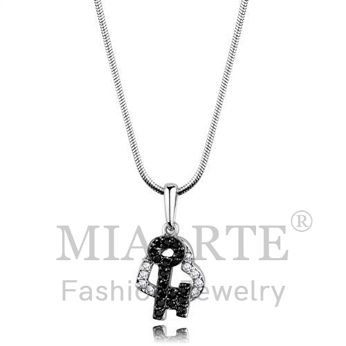 Chain Pendant,Brass,Rhodium&Ruthenium,AAA Grade CZ,BlackDiamond