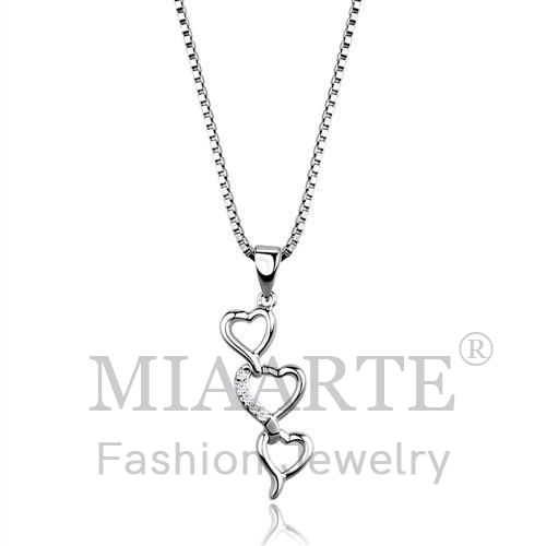 Chain Pendant,Brass,Rhodium,AAA Grade CZ,Clear