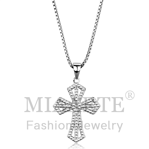 Chain Pendant,Brass,Rhodium,AAA Grade CZ,Clear