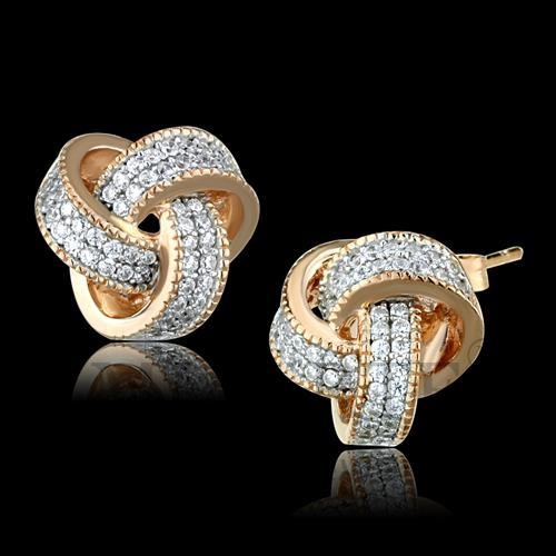 Earrings,Sterling Silver,RoseGold & Rhodium,AAA Grade CZ,Clear