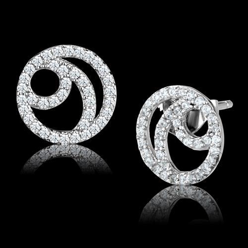 Earrings,Sterling Silver,Rhodium,AAA Grade CZ,Clear