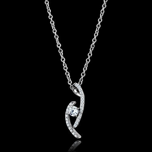 Necklace,Sterling Silver,Rhodium,AAA Grade CZ,Clear,Round