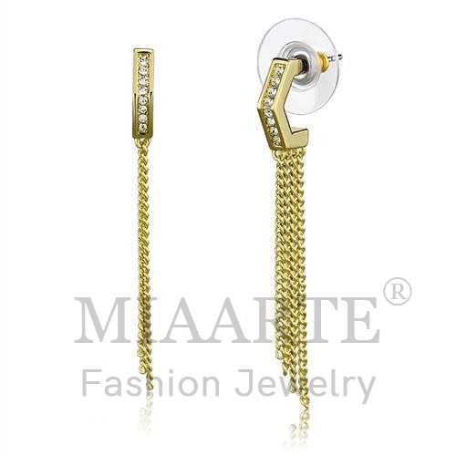 Earrings,Brass,Gold,Top Grade Crystal,Clear