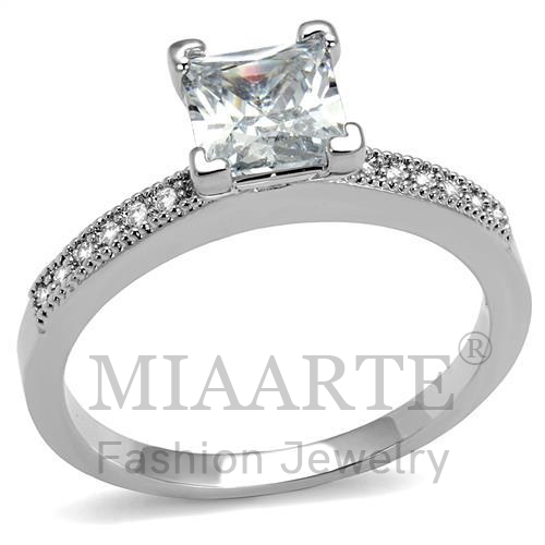 Ring,Brass,Rhodium,AAA Grade CZ,Clear