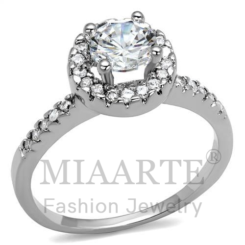 Ring,Brass,Rhodium,AAA Grade CZ,Clear